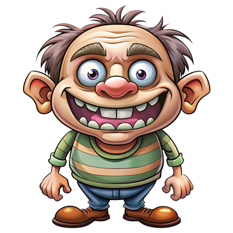 Ugly cartoon character free PNG stock clipart hd