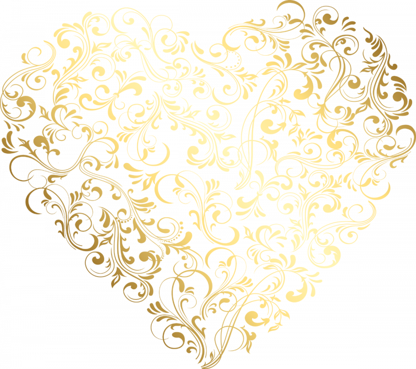 Wedding Golden Heart PNG Vintage