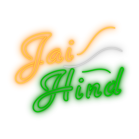 jai hind glowing text With Transparent Background