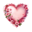 A heart adorned with flowers and leaves, set against a transparent PNg
