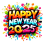 Happy new year 2025 text Colorful PNG Image