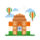 Indian flag with balloons and birds flying over it, 15 August PNG
