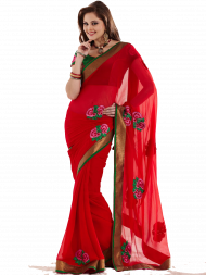 Beautiful Girl PNG in Red Saree Full HD