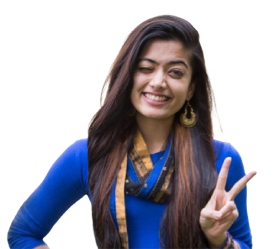 Cute Rashmika Mandanna PNG Blue Dress