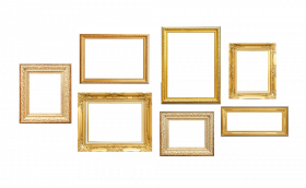 Gold collage Picture Frame Design PNG