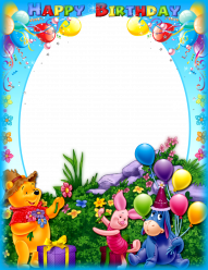 Happy Birthday frame with Winnie the Pooh