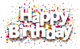 Happy Birthday with Confetti Design HD Png