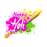 Happy Holi Text with Pichkari PNG