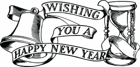 Happy New Year Black Design Transparent PNG