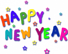 Happy New Year Colorful Text Transparent PNG