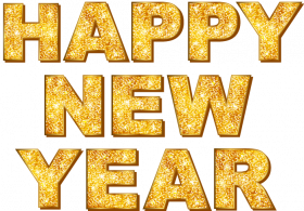 Happy New Year Golden Text Transparent PNG