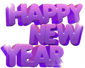 Happy New Year Purple Text Transparent PNG