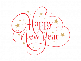 Happy New Year Red Stylish Text PNG