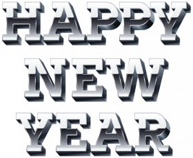 Happy New Year Silver Text PNG