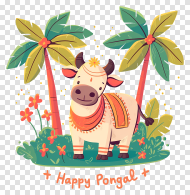 Happy Pongal Pongal Cow Png For Editing Photo