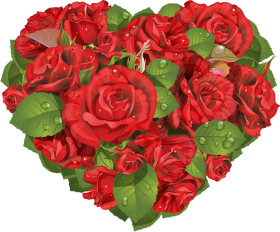 Heart Red Rose Bouquet Flower PNG