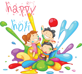 Holi PNG kids Celebrating Download