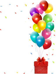 Party Balloon with Gift and Ribbons PNG
