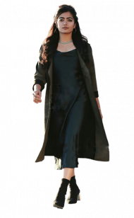 Rashmika Mandana Indian Girl PNG Images Black Dress Transparent
