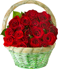Red Rose Basket Bouquet Flowers PNG