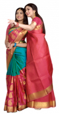 Two Girls PNG In Silk Saree Free Download