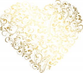 Wedding Golden Heart PNG Vintage